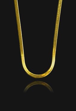 Flat Snake Chain Necklace 18k Gold Plated
