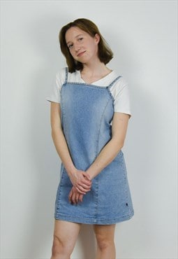 Women's M 90's Denim Mini Dress Summer Dress Spaghetti 
