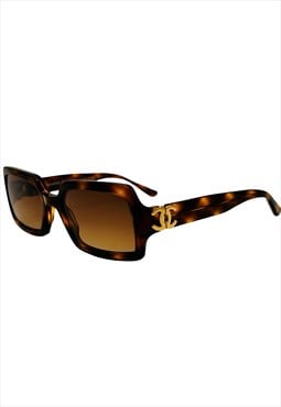 Chanel Sunglasses Square Brown Tortoiseshell Gold CC Logo 