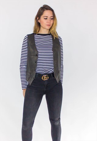VINTAGE 90'S LEATHER STARPRINT WAISTCOAT