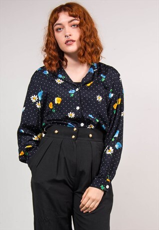 VINTAGE 90'S FLORAL SPOT PATTERN SHIRT BLOUSE