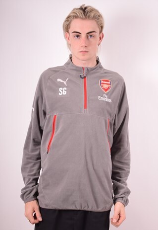 PUMA MENS VINTAGE ARSENAL FLEECE JUMPER LARGE GREY 90S