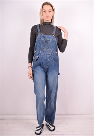 WOMENS VINTAGE DENIM DUNGAREES MEDIUM BLUE 90S