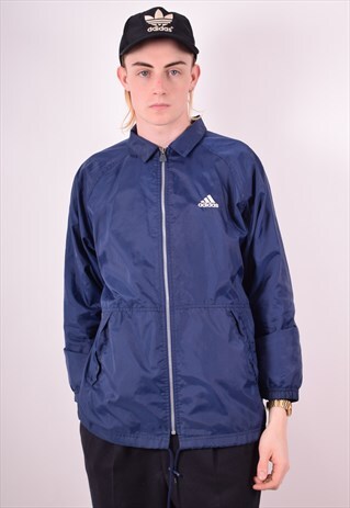 ADIDAS MENS VINTAGE TRACKSUIT TOP JACKET MEDIUM BLUE 90S