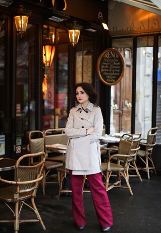 BURGUNDY COMFORTABLE LOOSE FIT TROUSERS