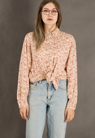 PASTEL, ROMANTIC, 90S BOHO BLOUSE WITH SMALL FLOWERS PRINT