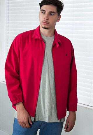 VINTAGE POLO RALPH LAUREN HARRINGTON JACKET LOGO 90S L 27.3
