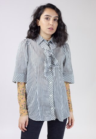 VINTAGE 90S LOVE MOSCHINO STRIPED BLOUSE