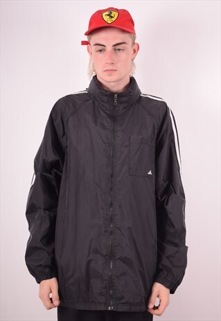 ADIDAS MENS VINTAGE WATERPROOF JACKET XL BLACK 90S