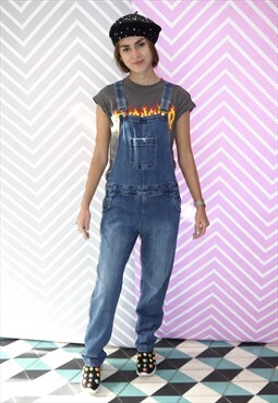Dungarees Denim Regular Fit All-In-One Size 10 Mid Blue