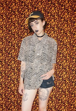 VINTAGE 80S ZEBRA PRINT BLOUSE