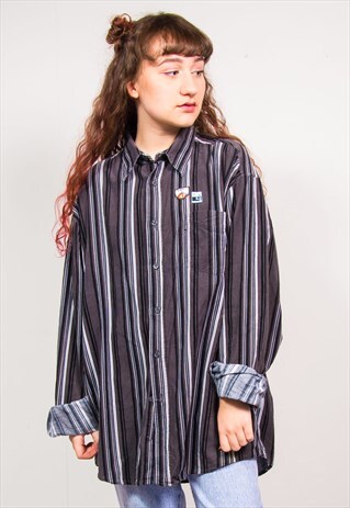 VINTAGE 90'S GREY STRIPED CORD SHIRT