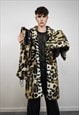 HOODED LEOPARD COAT BROWN FAUX FUR ANIMAL PRINT TRENCH SPOT