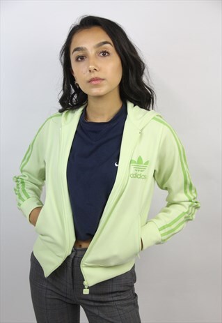 VINTAGE ADIDAS 90'S LIME GREEN ZIP HOODIE