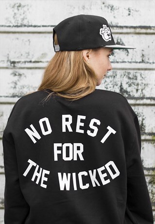 ART DISCO 'NO REST FOR THE WICKED' BLACK SWEATSHIRT