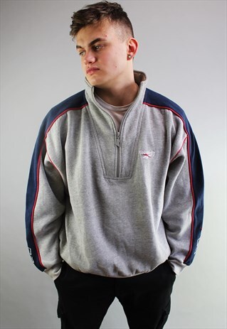 REEBOK 1/4 ZIP GREY SWEATSHIRT