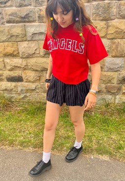 Majestic Red Los Angeles Angels Preppy Crop Top