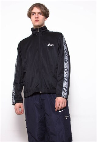 VINTAGE 90S ASICS LOGO SLEEVES JACKET ID:1472