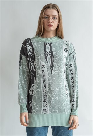 VINTAGE 80S LONG PATTERNED JUMPER