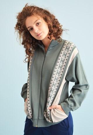 90'S GOES 70'S RETRO FAIR ISLE PRINT PASTEL KNIT CARDIGAN