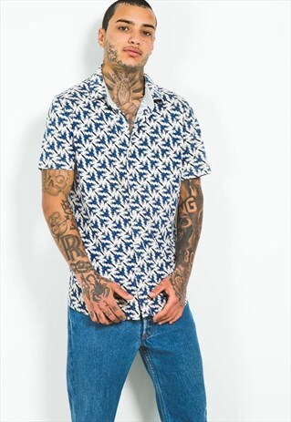 VINTAGE 80S CRAZY PATTERN FESTIVAL SHORT SLEEVE SHIRT/S5074