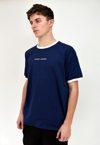 G&G UNISEX NAVY WRITING RINGER S/S TEE