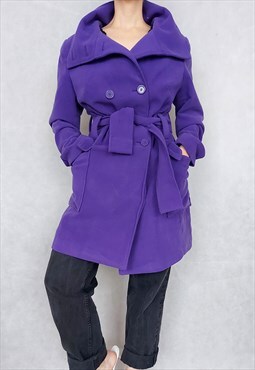 Vintage Purple Buffalo Coat, Bright Violet Coat, High Collar