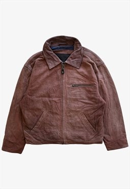 Vintage Men's Timberland Brown Leather Driving Jacket