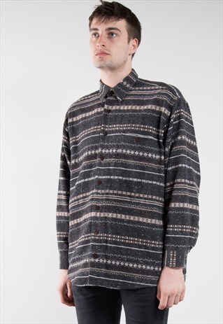 90'S AZTEC PATTERNED FLANNEL SHIRT
