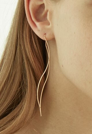 FLOW DROP LONG EARRINGS - ROSE GOLD