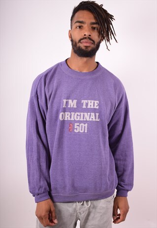 LEVI'S MENS VINTAGE SWEATSHIRT JUMPER XL PURPLE 90S