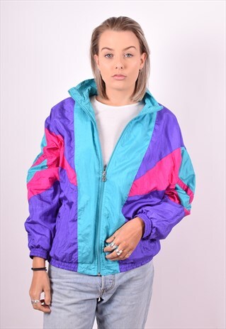 WOMENS VINTAGE TRACKSUIT TOP JACKET XL MULTI 90'S