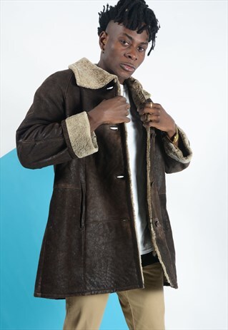 VINTAGE SUEDE COAT WITH FLEECE LINING.