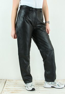 Alba Moda Genuine Leather Pants Black Biker Trousers Bottoms