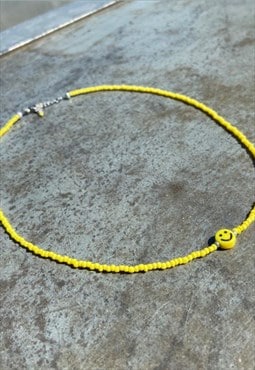 Milabell choker necklace yellow beads and smiley faces