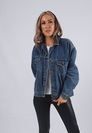 VINTAGE DENIM JACKET OVERSIZED MARLBORO UK 12 M (C3N)