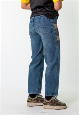 Blue Denim 90s Baggy Hip Hop JHY Cargo Skater Trousers Pants