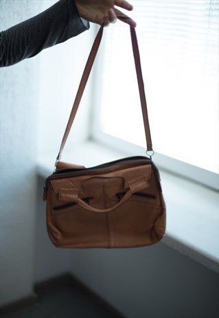 VINTAGE 70'S LIGHT BROWN LEATHER SOULDER BAG