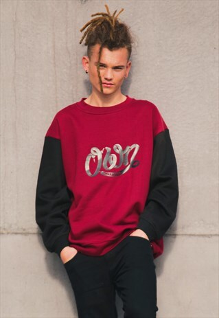 OC CONTRAST SWEATSHIRT - BLACK / MARRON