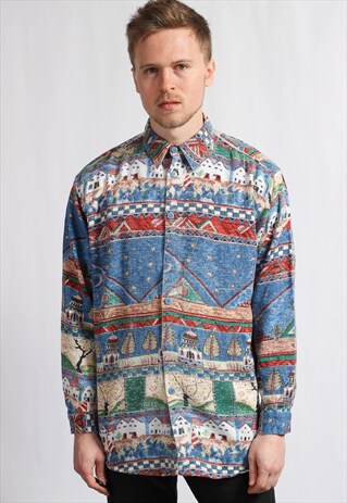 VINTAGE ABSTRACT FLANNEL SHIRT