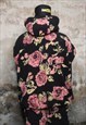 FLORAL FLEECE SLEEVELESS JACKET HANDMADE ROSE PRINT VEST