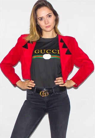 VINTAGE 80'S AMAZING BOWIE SUEDE CROPPED JACKET