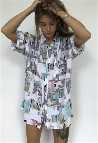 PATTERNED OVERSIZED RETRO VINTAGE UNISEX FESTIVAL SHIRT