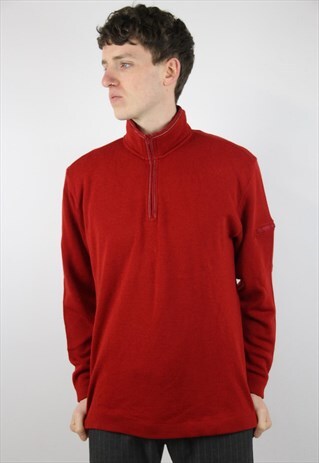 VINTAGE PAUL & SHARK 1/4 ZIP RED JUMPER