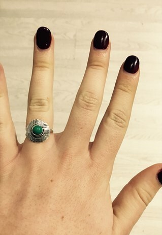CIRCLES RING SILVER WITH TURQUOISE STONE