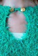 BRIGT GREEN AND BLUE FLUFFY KNITTED VINTAGE JUMPER