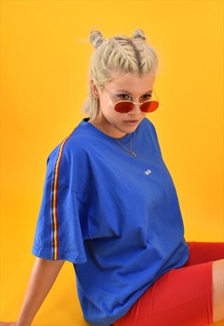 G&G UNISEX ROYAL BLUE RAINBOW RIBBON S/S TEE
