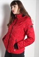 VINTAGE NAUTICA PADDED QUILTED PUFFER COAT JACKET RED