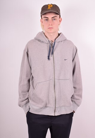 NIKE MENS VINTAGE HOODIE JACKET XL GREY 90S