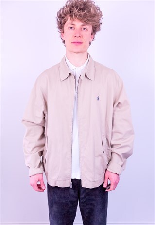 VINTAGE 90S RALPH LAUREN HARRINGTON JACKET BEIGE XXL